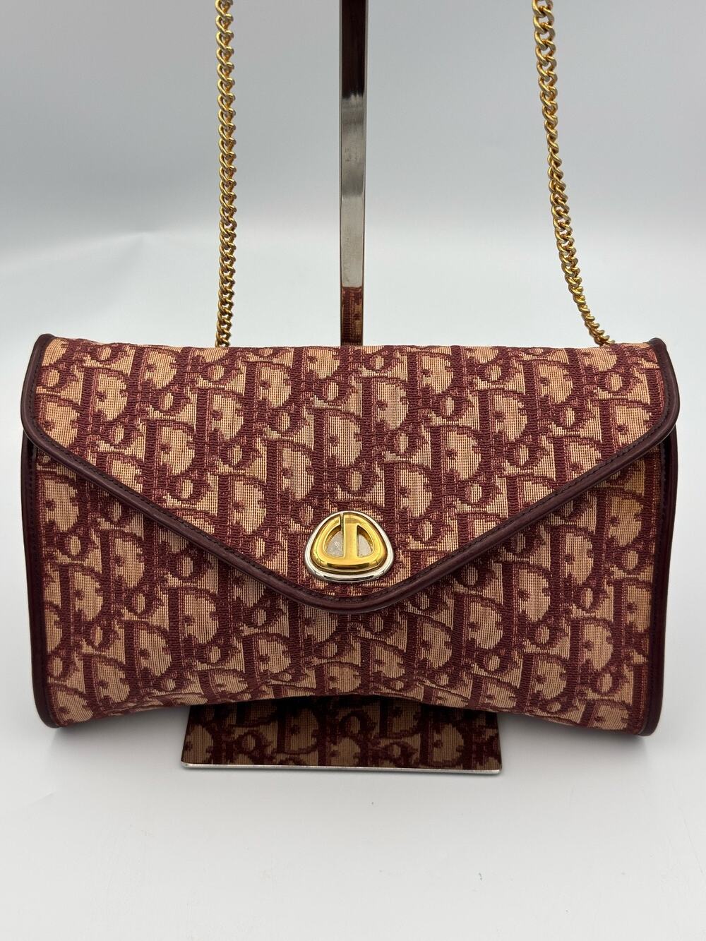 Christian Dior Vintage Trotter Shoulder Bag Canvas Red Canvas In USA
